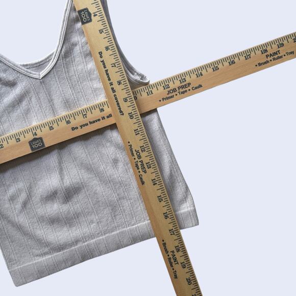 Active Basic ribbed seamless V-neck tank gray fitted stretch M/L y2k minimalist - Picture 4 of 5